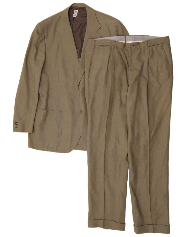 Vintage damski garnitur zapinany na 2 guziki, dwuczęściowy, UK 40, duży, W36, L33, zielony