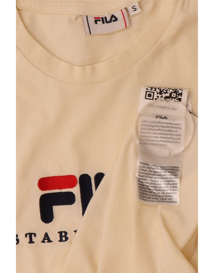 Męski T-shirt z grafiką Fila, mały, beżowy, bawełniany