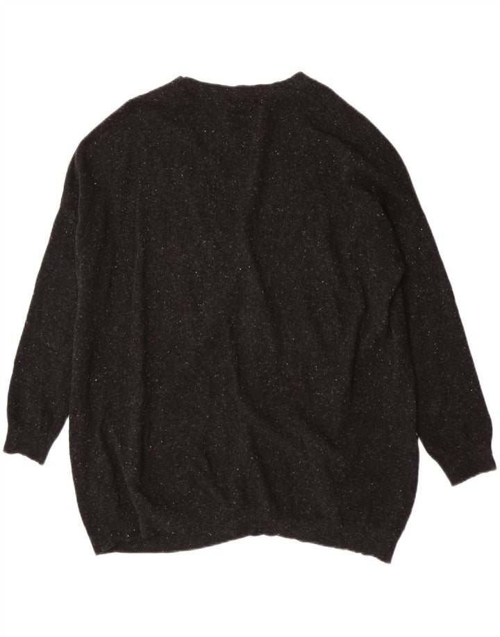 Cos Damski sweter oversize z kardiganem UK 10, mała czarna wełna w cętki