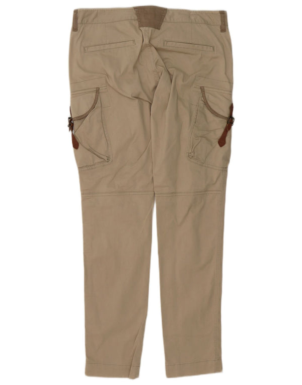 Spodnie damskie Massimo Dutti Slim Cargo W30 L32 Beżowa bawełna