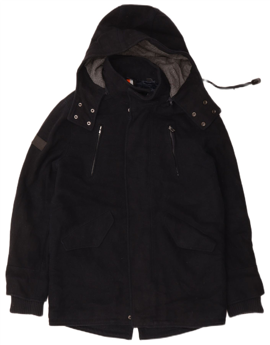 Męska kurtka parka z kapturem Superdry UK 36, mała, granatowa, wełniana