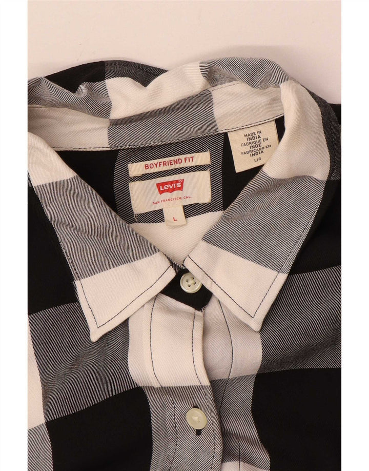 Damska koszula flanelowa Levi's Boyfriend UK 16, duża czarna kratka