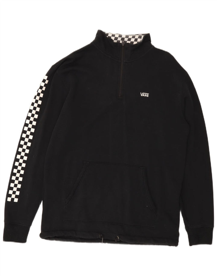 Męski sweter VANS z zamkiem błyskawicznym, średniej wielkości, czarny, z geometrycznej bawełny