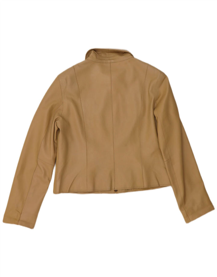 Damska kurtka skórzana Helium Crop UK 14 ze średniej beżowej skóry