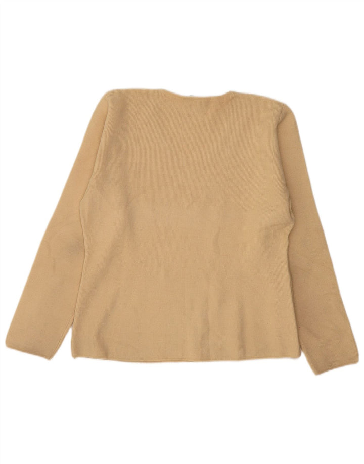 Sweter damski Zara z dekoltem w kształcie litery V, UK 16, duży, beżowy, wełniany