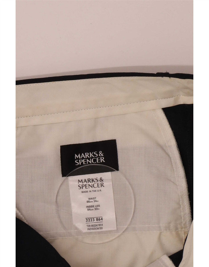 Marks & Spencer Męskie spodnie garniturowe W34 L33 Granatowy poliester