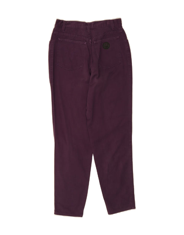 MOSCHINO Womens High Waist Tapered Casual Trousers W30 L29 Purple Cotton