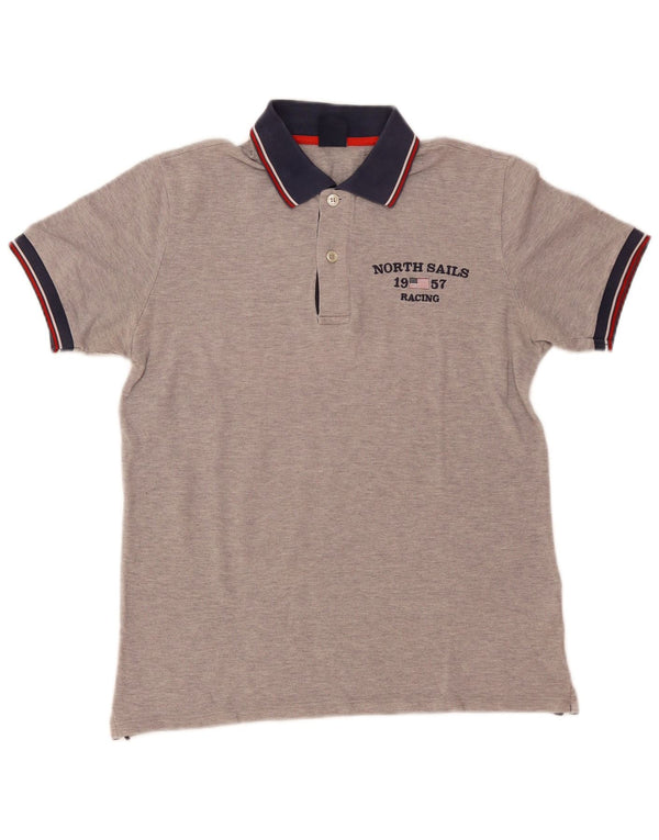 Męska koszulka polo NORTH SAILS z grafiką XS, szara, bawełniana w bloki kolorów
