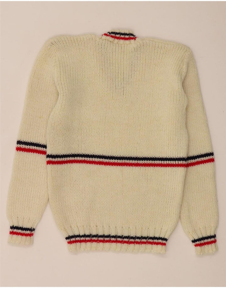 Vintage męski sweter z dekoltem w kształcie litery V, małe białe paski