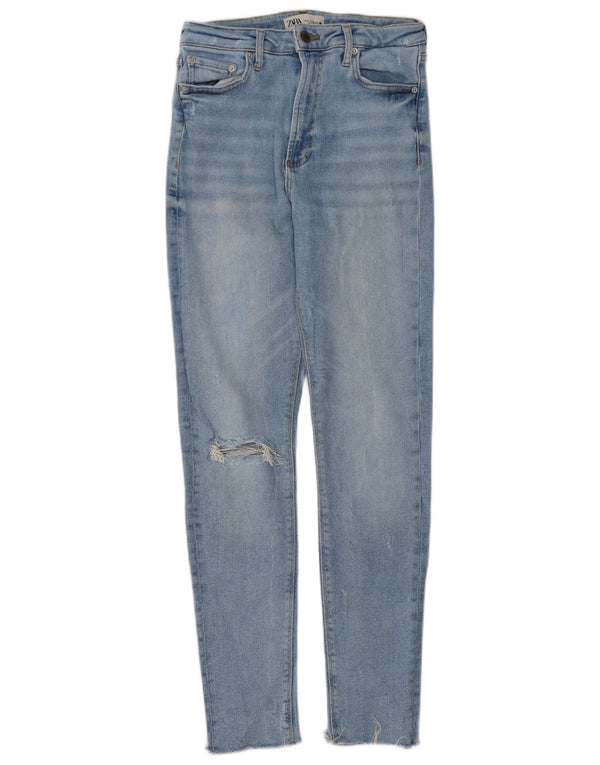 Damskie jeansy rurkowe Zara w trudnej sytuacji EU 38 Small W28 L30 Niebieskie