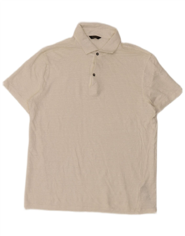 Męska koszulka polo Massimo Dutti, duża, beżowa, lniana