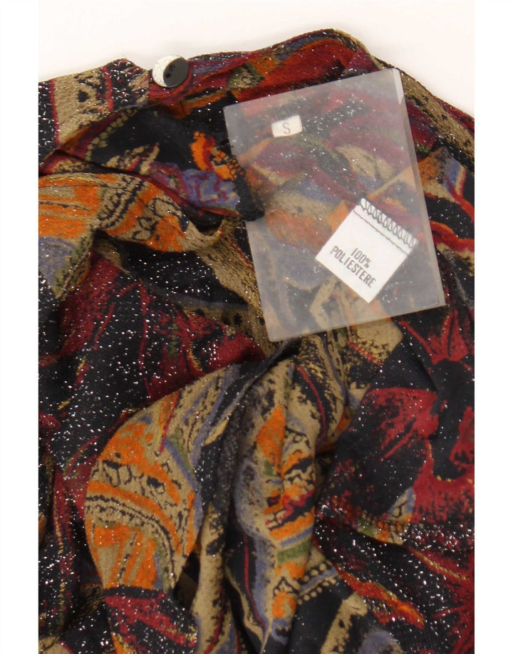 Damska bluzka z długim rękawem w stylu vintage Top UK 10, mała, wielobarwna w kwiaty