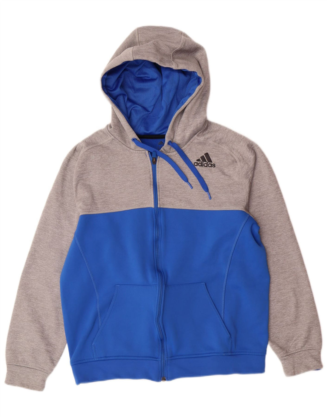 Damski sweter ADIDAS Climawarm z kapturem i zamkiem, UK 14, średni niebieski, blok kolorów