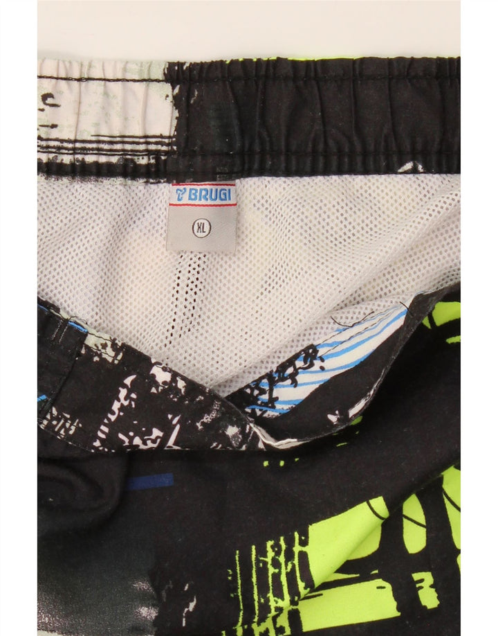 BRUGI Mens Graphic Swimming Shorts XL  Black Patchwork Polyester Vintage Brugi and Second-Hand Brugi from Messina Hembry 