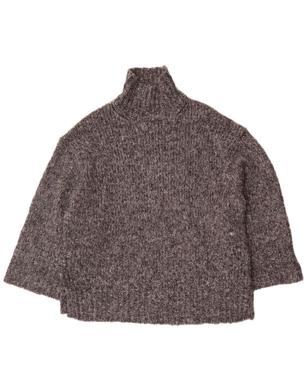 Damski sweter Zara z golfem i rękawami 3/4 UK 10, mały, szary nakrapiany