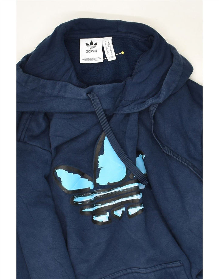 Męski sweter z kapturem ADIDAS z grafiką, średni granatowy poliester