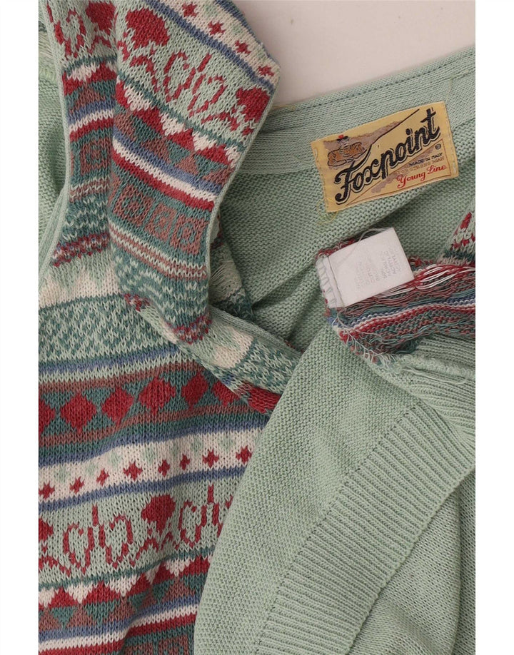 Vintage męski kardigan bez rękawów, średni, wielokolorowy Fair Isle