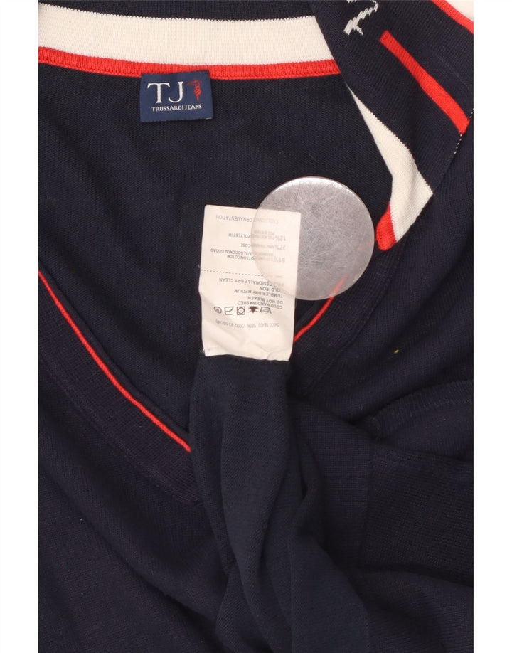 Damski sweter polo TRUSSARDI JEANS UK 14, duży, granatowy