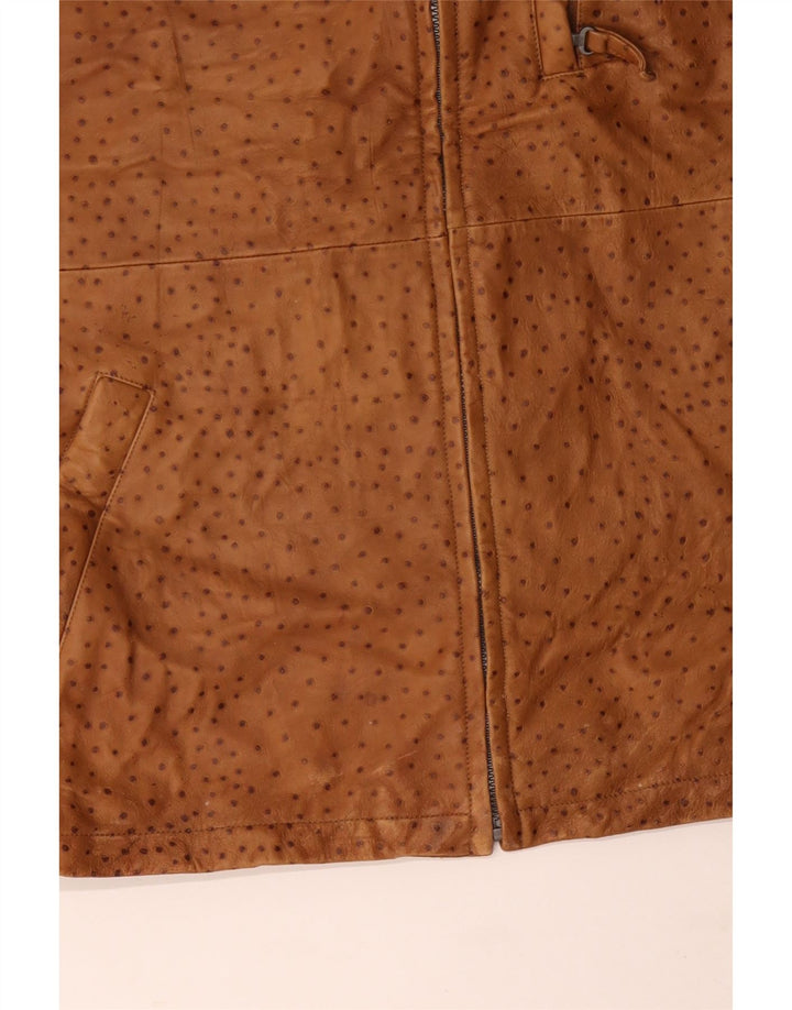 Męska kamizelka skórzana VINTAGE IT 56 3XL brązowa w cętki