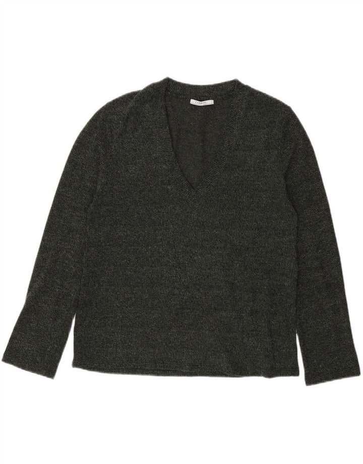 Sweter damski Zara z dekoltem w kształcie litery V, UK 10, mały, szary