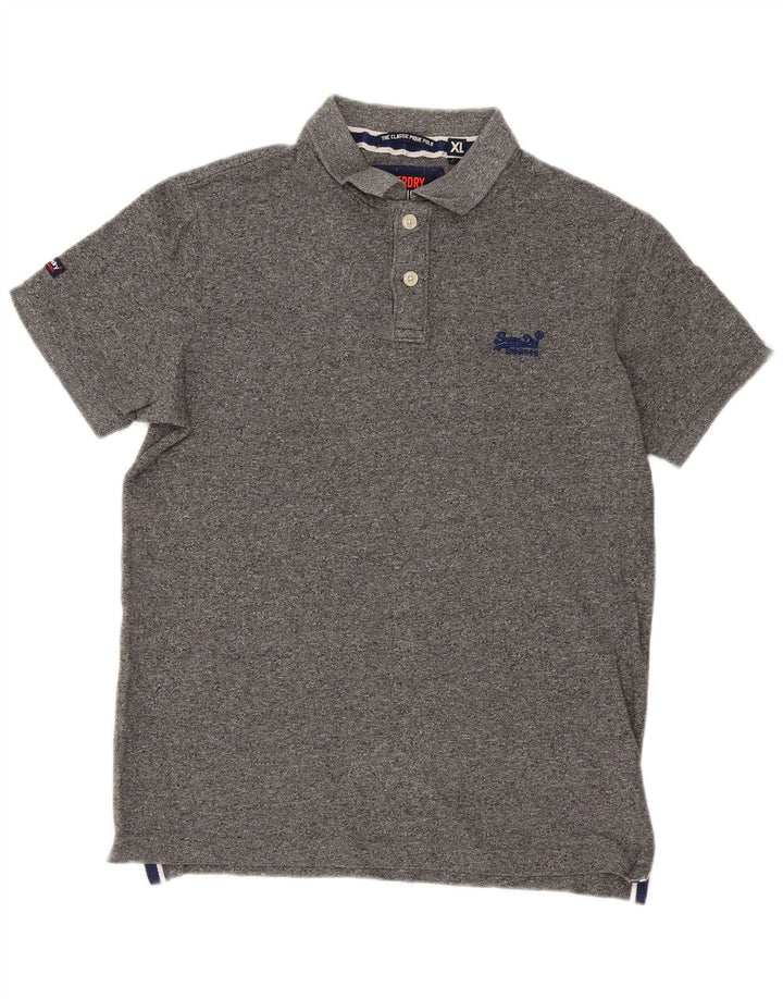 Męska koszulka polo Superdry XL, szara, bawełniana w plamki