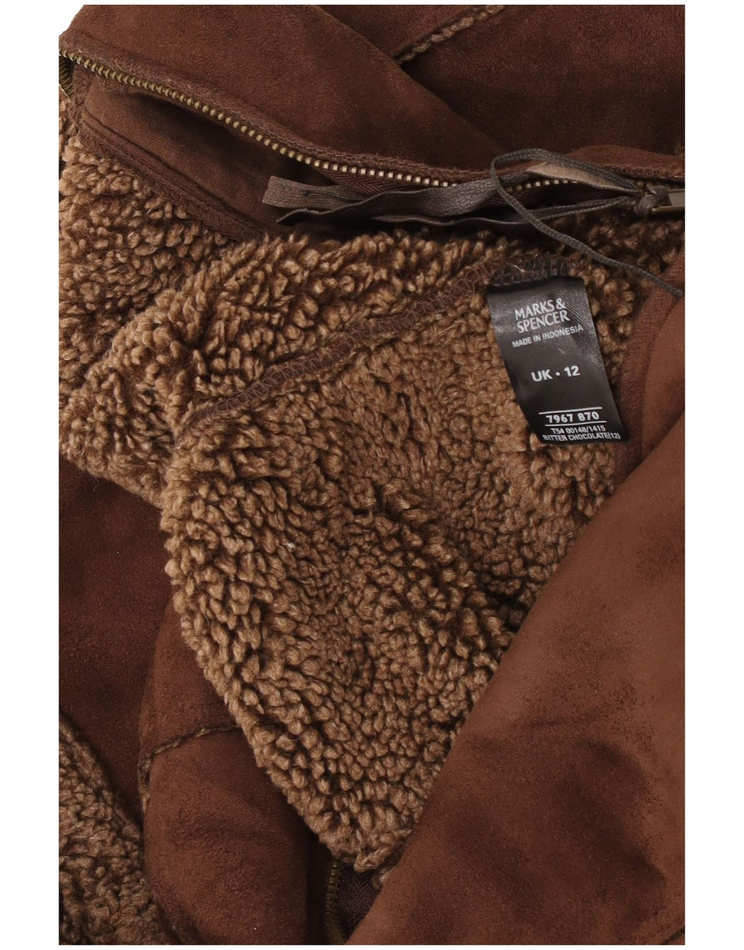 Marks & Spencer Damska kamizelka Sherpa UK 12, średni brązowy poliester