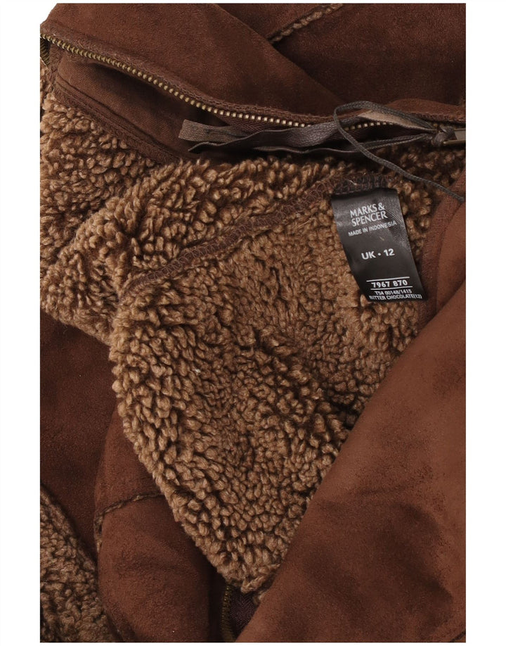 Marks & Spencer Damska kamizelka Sherpa UK 12, średni brązowy poliester