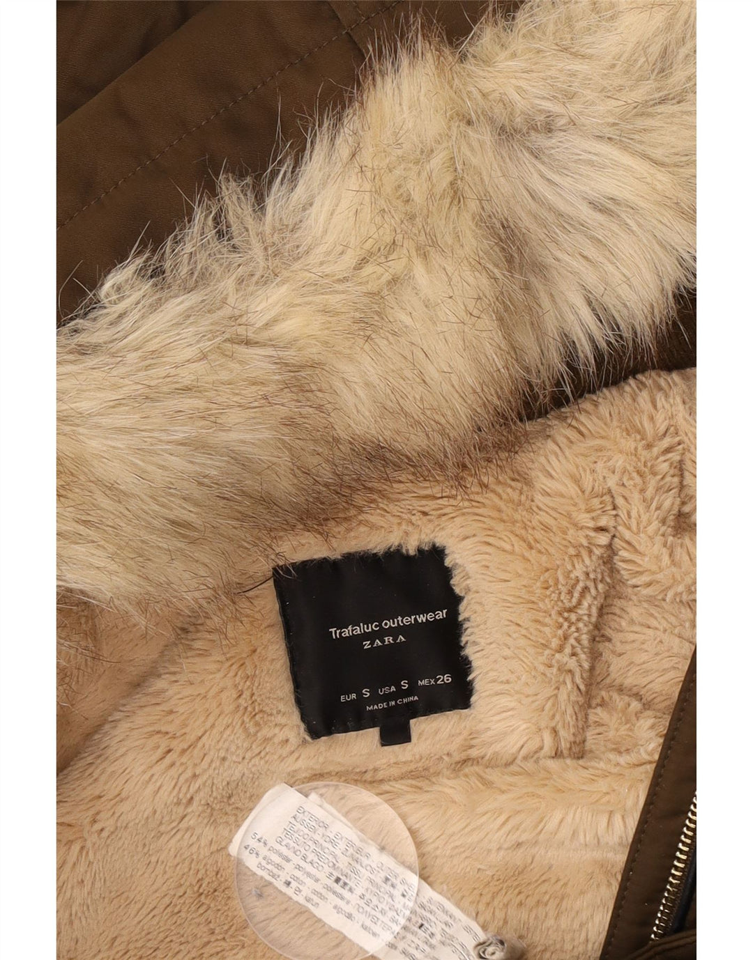 Kurtka damska Zara Trafaluc Oversize Sherpa Parka UK 10 Small Brown