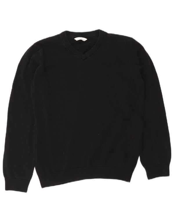 Marks & Spencer Chłopięcy sweter z dekoltem w kształcie litery V 14-15 lat Granatowy, bawełniany