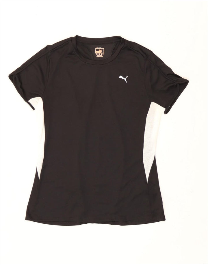 T-shirt damski Puma Top UK 12, średni czarny poliester z blokami kolorów
