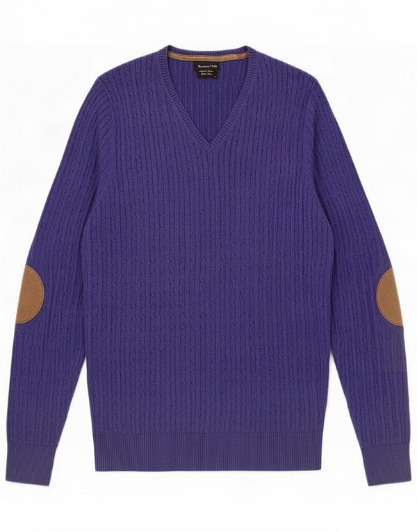 Sweter damski Massimo Dutti z dekoltem w kształcie litery V, UK 12, średni granatowy