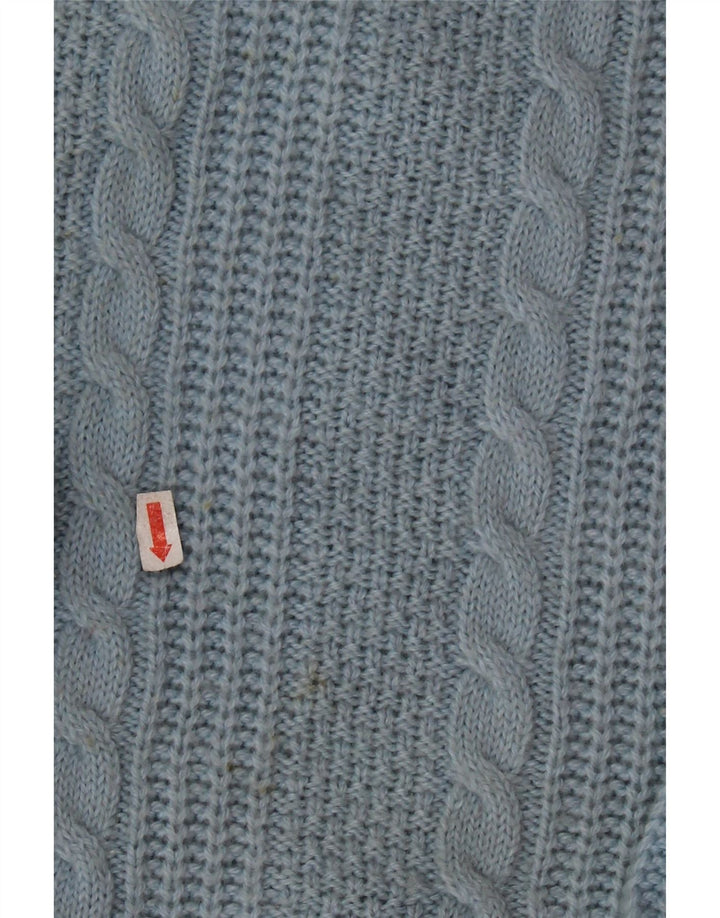 STEFANEL Damski sweter oversize z okrągłym dekoltem UK 16, duży, niebieski, wełniany