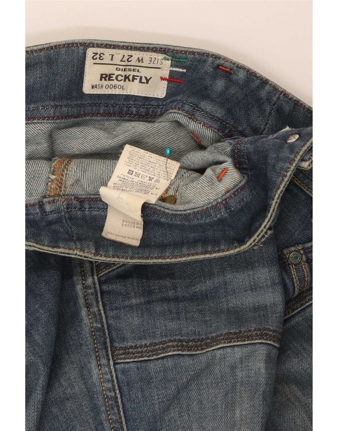 Diesel Damskie Reckfly Bootcut Jeansy W27 L32 Niebieskie Bawełniane