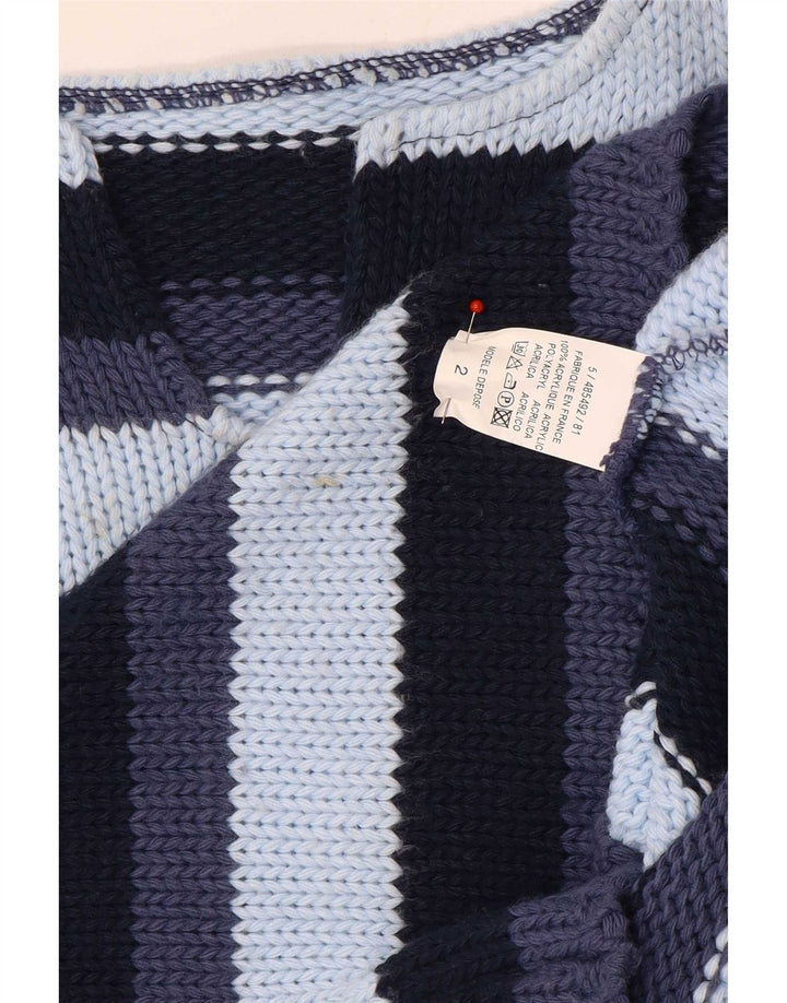 Sweter damski w stylu vintage z dekoltem w kształcie litery V, UK 12, średnie, wielokolorowe paski