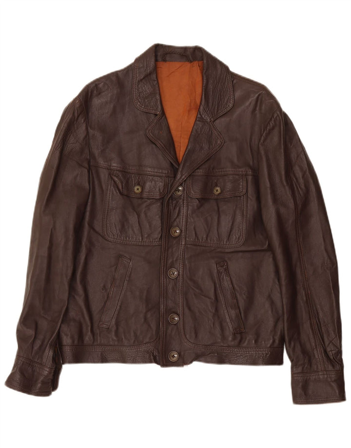 Vintage męska kurtka skórzana UK 36 Small Brown