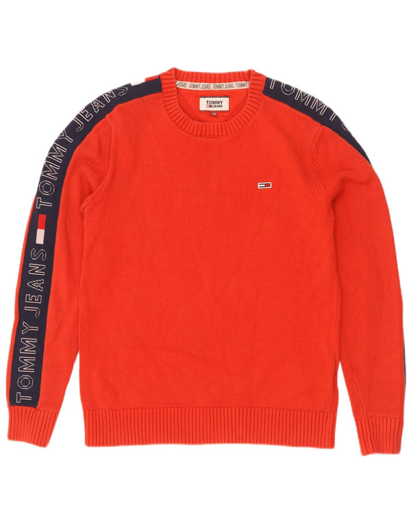 Męski sweter męski Tommy Hilfiger z okrągłym dekoltem XS, czerwony, bawełniany