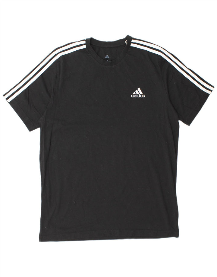 ADIDAS Mens T-Shirt Top Large Black Cotton