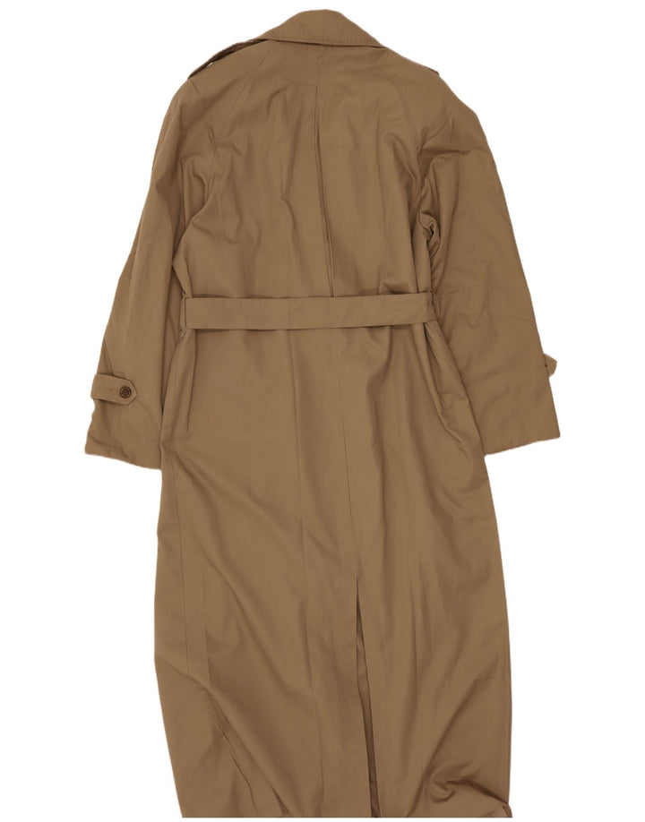 Vintage damski trencz o długim kroju, oversize IT 40, mały, beżowy poliester