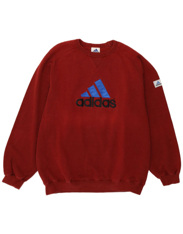 Adidas Męska bluza graficzna Jumper UK 46/48 XL Burgundowa bawełna