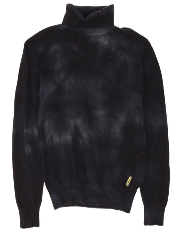 Damski sweter z wywijanym dekoltem Armani Jeans UK 10 Small Navy Blue Tie Dye