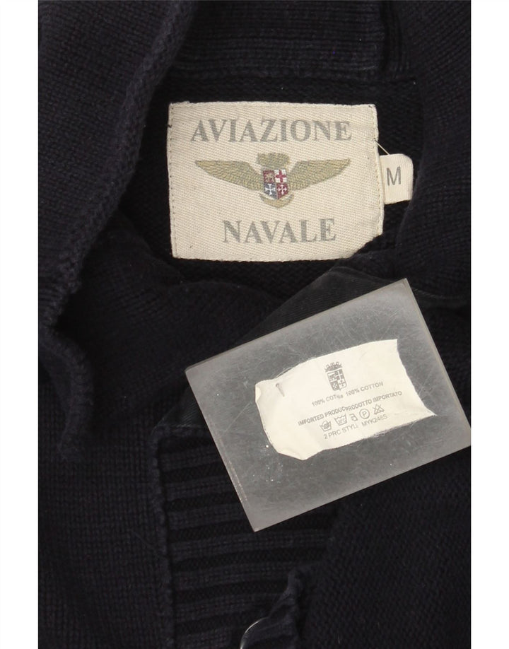 Aviazione Navale Męski sweter zapinany na guziki, średni granatowy bawełniany