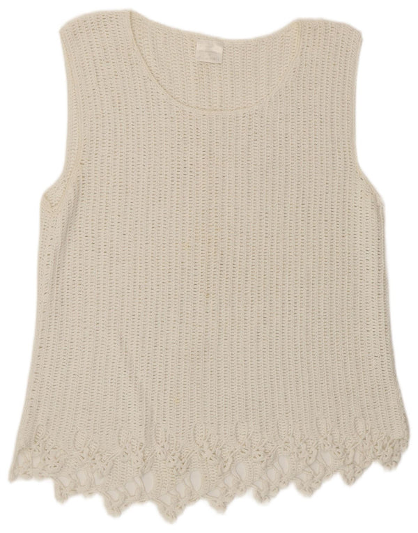 Damski podkoszulek VINTAGE z kamizelką na szydełku EU 46 XL, biały Ramie