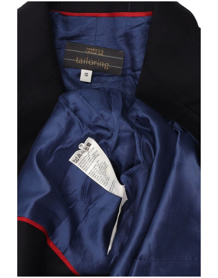 Marks & Spencer Damska marynarka zapinana na 2 guziki, UK 10, mała, granatowa, wełniana