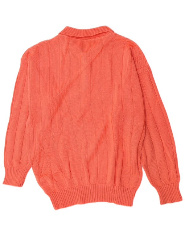 Vintage męski sweter z golfem, mały pomarańczowy Argyle/diament