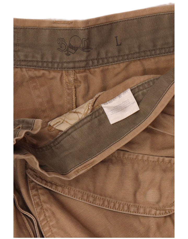 BLUNAUTA Mens Casual Shorts Large W32  Beige Cotton