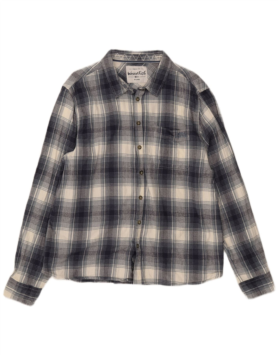 Koszula flanelowa męska Weird Fish 2XL, bawełniana, granatowa w kratkę