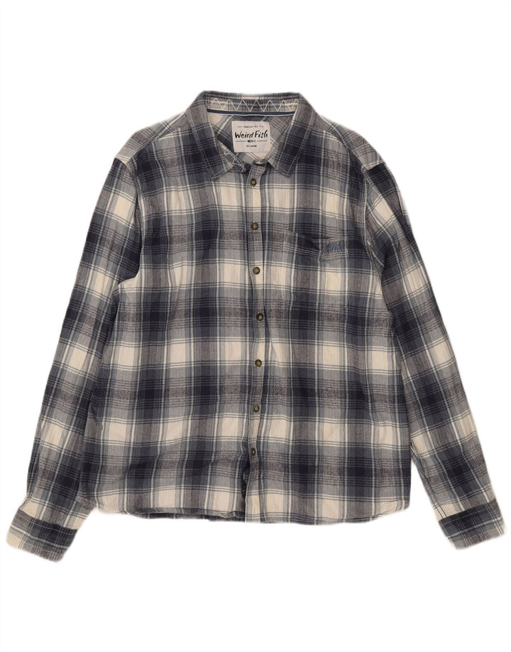 Koszula flanelowa męska Weird Fish 2XL, bawełniana, granatowa w kratkę