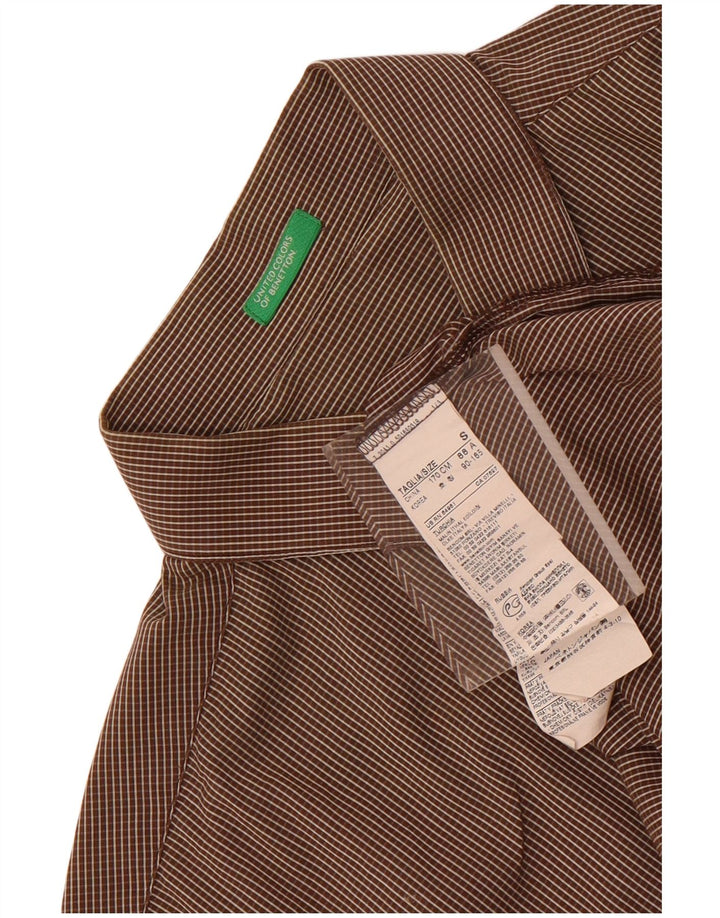 Koszula męska Benetton w małą brązową kratkę, bawełniana