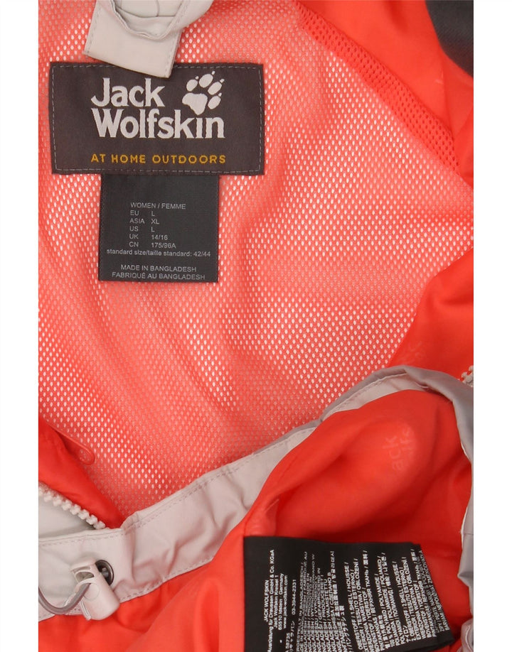 Damska kurtka wiatrówka JACK WOLFSKIN UK 14/16, duża, szara, z blokami kolorów