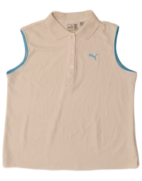 Damska koszulka polo bez rękawów PUMA UK 14, średnia w kolorze złamanej bieli